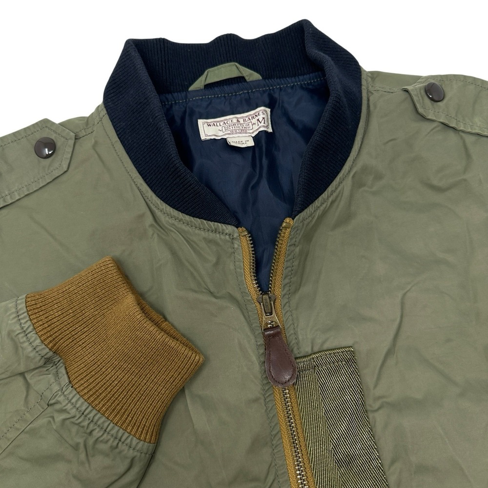 WALLACE & BARNES J. Crew Mens Green Full Zip Light Weight‎ Bomber Jacket Medium